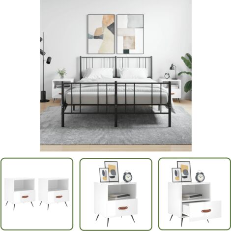 The Living Store Nachttische 2 Stk. Hochglanz-Weiß 40x35x47,5 cm Holzwerkstoff - Nachtschränke - Wohnzimmerdeko - Möbel Online Kaufen - Holznachtschränkchen - Weißer Nachttisch