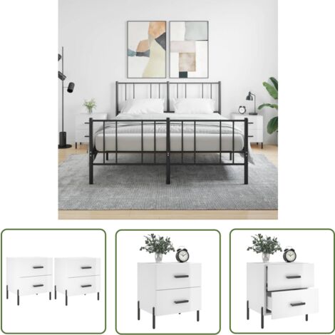 The Living Store Nachttische 2 Stk. Hochglanz-Weiß 40x35x47,5 cm Holzwerkstoff - Nachttisch - Holzwerkstoff Möbel - Weißer Nachttisch - Wohnzimmer Dekoration - Schlafzimmereinrichtung