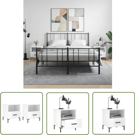 The Living Store Nachttische 2 Stk. Hochglanz-Weiß 40x35x47,5 cm Holzwerkstoff - Nachttisch - Wohnzimmerdeko - Holzwerkstoff Möbel - Weißer Nachttisch - Modernes Design