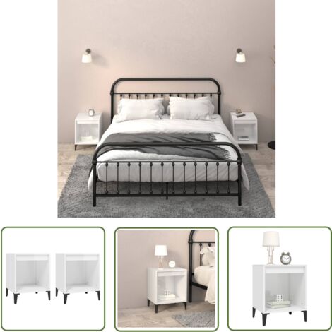 The Living Store Nachttische 2 Stk. Hochglanz-Weiß 40x35x50 cm - Nachttische - Wohnzimmer Möbel - Schlafzimmermöbel - Weißer Nachttisch - Holzmöbel