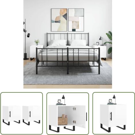The Living Store Nachttische 2 Stk. Hochglanz-Weiß 40x40x50 cm Holzwerkstoff - Nachttisch - Holznachtschränke - Wohnzimmermöbel - Schlafzimmerschränke - Sideboard