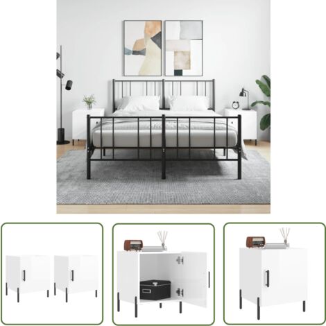 The Living Store Nachttische 2 Stk. Hochglanz-Weiß 40x40x50 cm Holzwerkstoff - Nachttisch - Holzwerkstoff - Weiß - Wohnzimmer - Schlafzimmereinrichtung