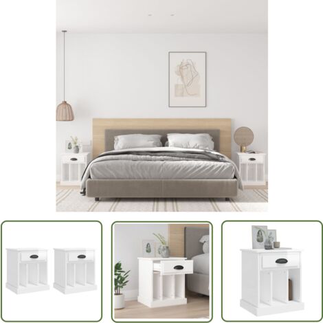 The Living Store Nachttische 2 Stk. Hochglanz-Weiß 43x36x50 cm - Nachttisch - Wohnzimmer - Beistelltisch - Weißer Nachttisch - Holzwerkstoff