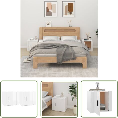 The Living Store Nachttische 2 Stk. Hochglanz-Weiß 50x39x47 cm - Nachttische - Holzwerkstoff Möbel - Weißer Nachttisch - Wohnzimmer Dekoration - Schlafzimmermöbel