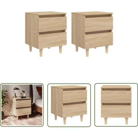 The Living Store Nachttische 2 Stk. Kiefernholz-Beinen Sonoma-Eiche 40x35x50cm - Nachttisch - Wohnzimmer Dekoration - Schreibtischlampe - Massiver Tisch - Eiche Möbel