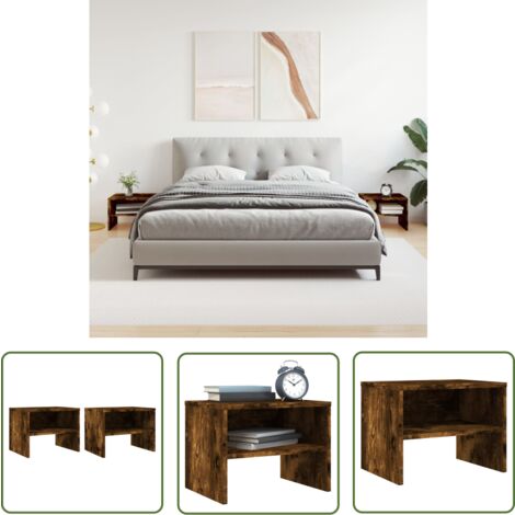 The Living Store Nachttische 2 Stk. Räuchereiche 40x30x30 cm Holzwerkstoff - Nachttisch - Holzwerkstoff Möbel - Wohnraum Einrichtung - Sideboard - Beistelltisch