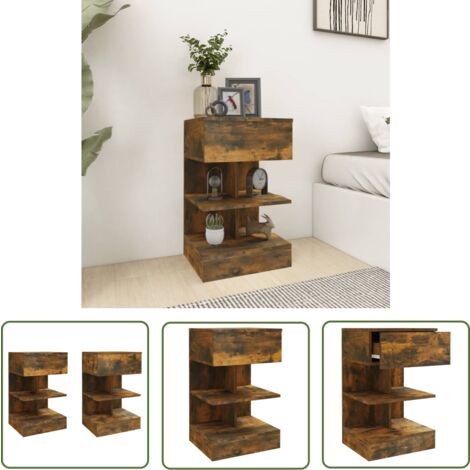 The Living Store Nachttische 2 Stk. Räuchereiche 40x35x65 cm Holzwerkstoff - Nachttisch - Wohnzimmermöbel - Schlafzimmerschrank - Holzwerkstoff Möbel - Massivholzmöbel
