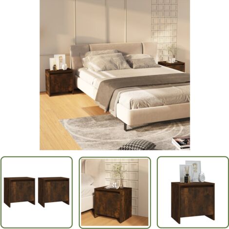 The Living Store Nachttische 2 Stk. Räuchereiche 45x34x44,5 cm Holzwerkstoff - Nachttische - Wohnzimmer Dekoration - Holzwerkstoffe Möbel - Behandeltes Holz - Braun Möbel