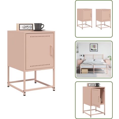 The Living Store Nachttische 2 Stk. Rosa 36x39x60,5 cm Stahl - Industrieller Nachttisch - Rosa Nachttisch - Stahl Nachttisch - Schreibtisch - Beistelltisch