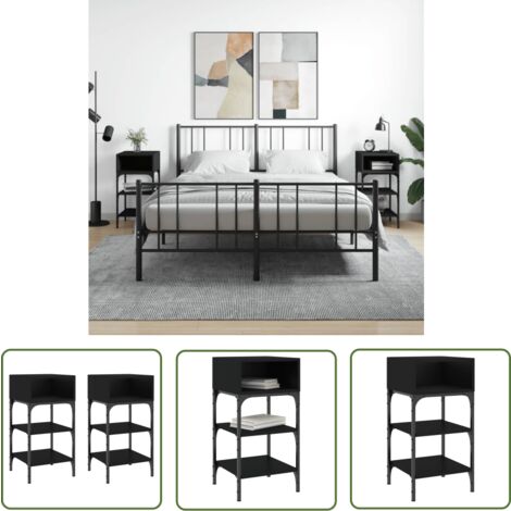 The Living Store Nachttische 2 Stk. Schwarz 35x34,5x70 cm Holzwerkstoff - Schwarze Nachttische - Holzwerkstoff Nachttisch - Nachtschränkchen Schwarz - Wohnzimmer Dekoration - Bettseitentisch