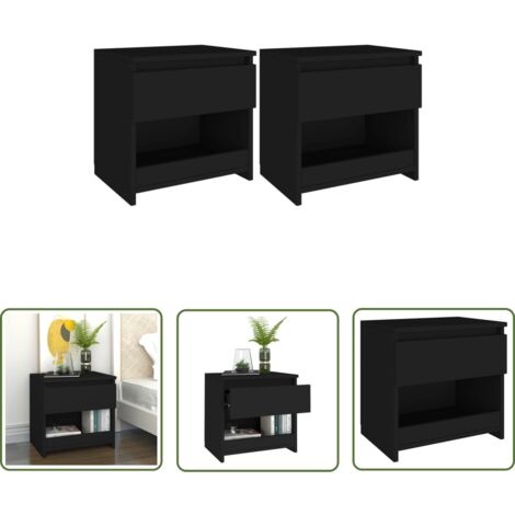 The Living Store Nachttische 2 Stk. Schwarz 40x30x39 cm Holzwerkstoff - Nachttische - Holzwerkstoff Möbel - Schwarze Nachttische - Beistelltische - Wohnzimmerstil