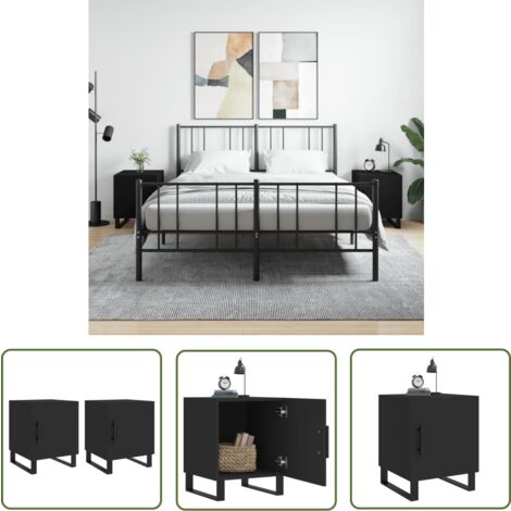 The Living Store Nachttische 2 Stk. Schwarz 40x40x50 cm Holzwerkstoff - Schwarze Nachttische - Holzwerkstoff Nachttisch - Wohnzimmer Dekoration - Nachttisch Set - Beistelltisch