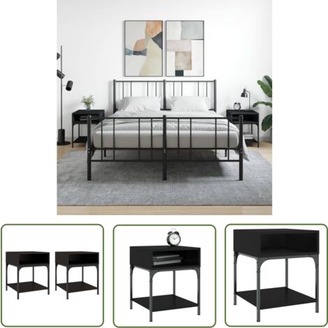 The Living Store Nachttische 2 Stk. Schwarz 40x41x50 cm Holzwerkstoff - Schwarze Nachttische - Nachtschränke Schwarz - Wohnzimmerdeko - Schlafzimmermöbel - Kommode Schwarz