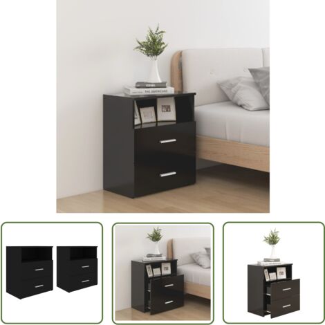 The Living Store Nachttische 2 Stk. Schwarz 50x32x60 cm - Nachtkastje - Nachttisch - Wohnzimmer Dekoration - Beistelltisch - Schwarz