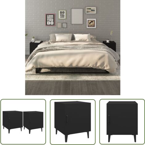 The Living Store Nachttische 2 Stk. Schwarz Holzwerkstoff - Nachttisch - Wohnzimmer Dekoration - Beistelltisch - Schwarzer Nachttisch - Holzmöbel