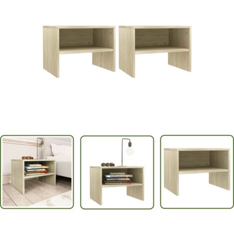 The Living Store Nachttische 2 Stk. Sonoma-Eiche 40x30x30 cm Holzwerkstoff - Nachttisch - Holznachtttische - Sonnen Eichen Möbel - Wohnzimmerstil - Sideboard