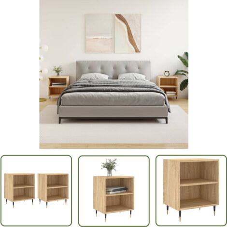 The Living Store Nachttische 2 Stk. Sonoma-Eiche 40x30x50 cm Holzwerkstoff - Nachttisch - Wohnzimmer Dekoration - Holzwerkstoff Möbel - Eiche Möbel - Kommoden