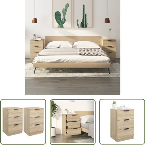 The Living Store Nachttische 2 Stk. Sonoma-Eiche 40x36x65 cm - Nachttisch - Schlafzimmermöbel - Wohnzimmerdeko - Eichefarben - Massivholzoptik