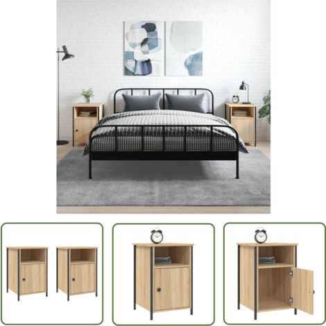 The Living Store Nachttische 2 Stk. Sonoma-Eiche 40x42x60 cm Holzwerkstoff - Nachttisch - Wohnzimmer - Holznachtt Tisch - Kommoden - Sideboard
