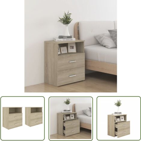 The Living Store Nachttische 2 Stk. Sonoma-Eiche 50x32x60 cm - Nachttisch - Schreibtisch - Wohnzimmermöbel - Esszimmermöbel - Sideboard