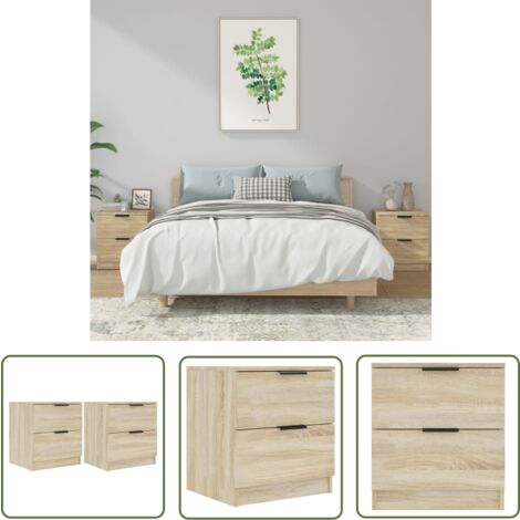 The Living Store Nachttische 2 Stk. Sonoma-Eiche Holzwerkstoff - Nachttische - Wohnzimmer Dekoration - Holzwerkstoffe Möbel - Sideboard - Kommode