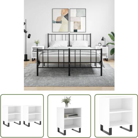 The Living Store Nachttische 2 Stk. Weiß 40x30x50 cm Holzwerkstoff - Nachtschränke - Wohnzimmer Dekoration - Beistelltisch - Holz Sideboard - Kommoden