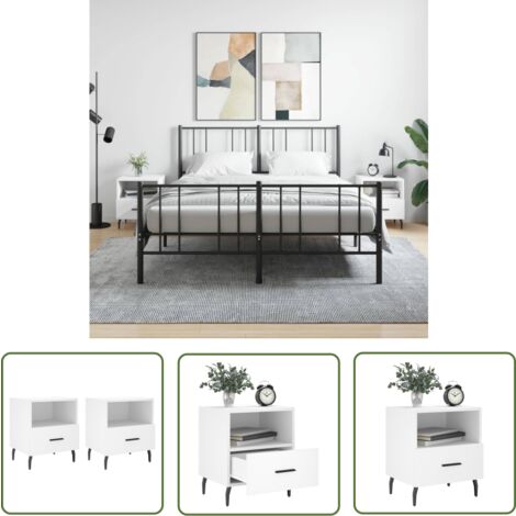 The Living Store Nachttische 2 Stk. Weiß 40x35x47,5 cm Holzwerkstoff - Nachtschränke - Wohnzimmerdeko - Möbel Online Kaufen - Weißer Nachttisch - Holzwerkstoff
