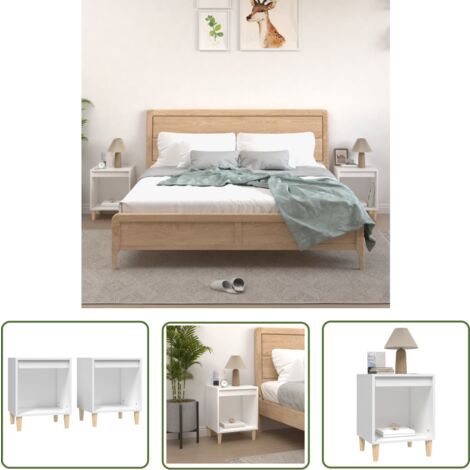 The Living Store Nachttische 2 Stk. Weiß 40x35x50 cm - Nachttische - Wohnzimmer Möbel - Holzwerkstoffeinrichtung - Weiße Möbel - Kommode