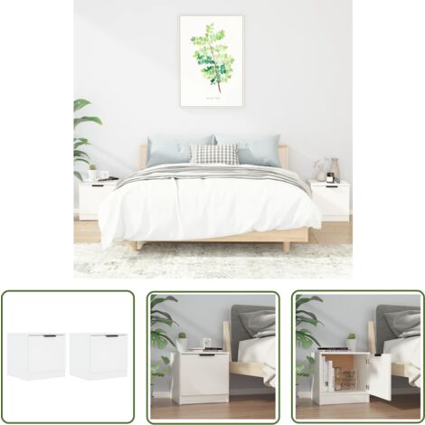 The Living Store Nachttische 2 Stk. Weiß 40x39x40 cm - Nachttisch - Wohnzimmer Möbel - Holzwerkstoff - Weißer Nachttisch - Kommode