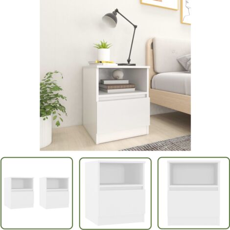The Living Store Nachttische 2 Stk. Weiß 40x40x50 cm Holzwerkstoff - Nachttisch - Wohnzimmer Deko - Holzwerkstoff Möbel - Weißer Nachttisch - Kommode