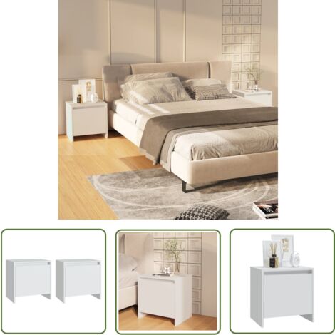 The Living Store Nachttische 2 Stk. Weiß 45x34x44,5 cm Holzwerkstoff - Nachttische - Wohnzimmer Dekoration - Holzwerkstoff Möbel - Weißer Nachttisch - Kommode