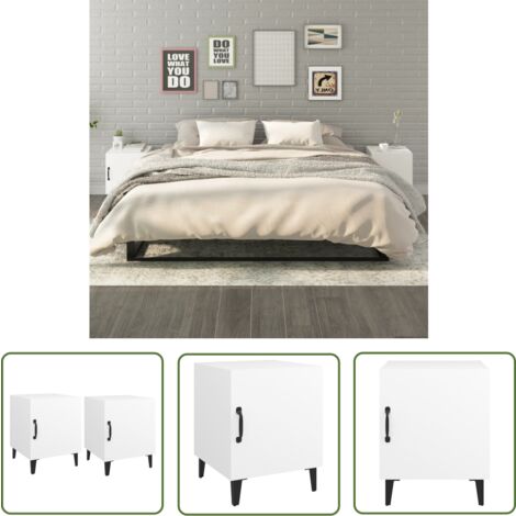 The Living Store Nachttische 2 Stk. Weiß Holzwerkstoff - Nachttisch - Wohnzimmer Dekoration - Beistelltisch - Weißer Nachttisch - Holzmöbel