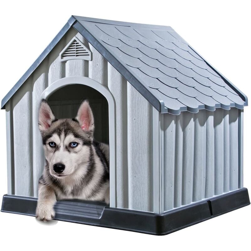 The Living Store - Niche pour chiens Gris 92x87x91 cm Plastique - Gris