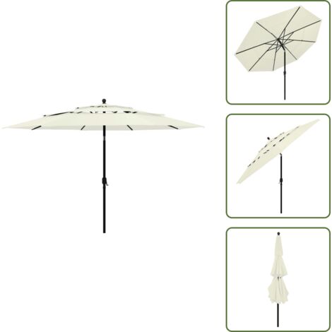 The Living Store Ombrellone a 3 Livelli con Palo in Alluminio Sabbia 3,5 m - Ombrellone a 3 livelli