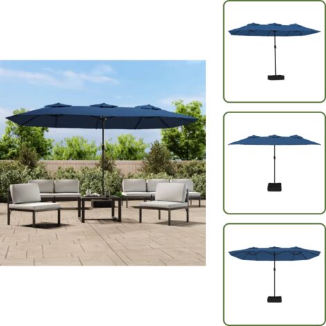 The Living Store Ombrellone a Doppia Testa Azzurro 449x265 cm - Ombrellone a doppia testa