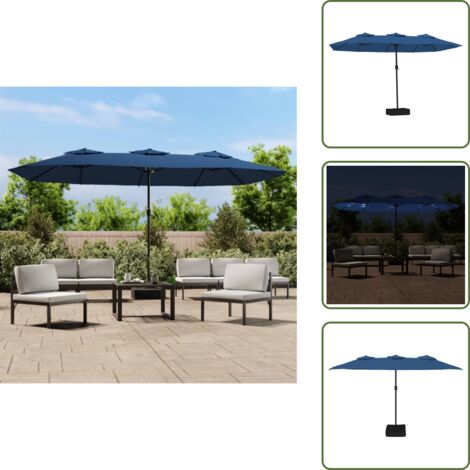 The Living Store Ombrellone a Doppia Testa con LED Azzurro 449x265 cm - Ombrellone a doppia testa