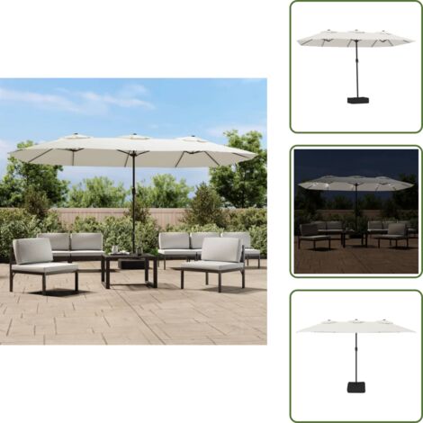The Living Store Ombrellone a Doppia Testa con LED Bianco Sabbia 449x265 cm - Ombrellone con LED