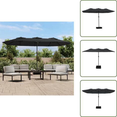 The Living Store Ombrellone a Doppia Testa Nero 449x265 cm - Ombrellone a doppia testa
