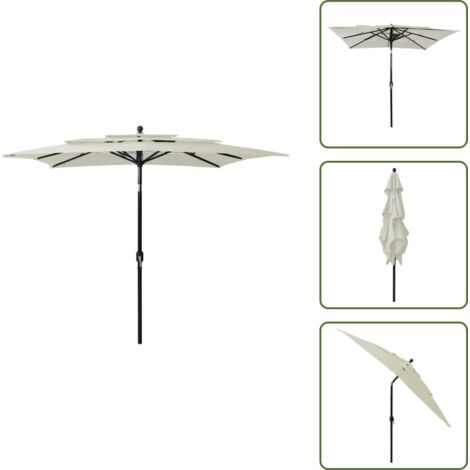 The Living Store Ombrellone a Sbalzo 3 Livelli Palo Alluminio 2,5x2,5 m Sabbia - Ombrellone a 3 livelli