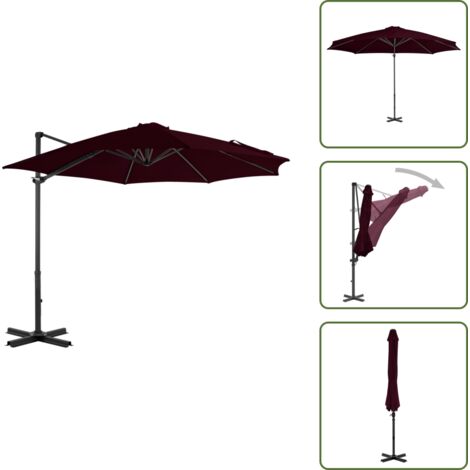 The Living Store Ombrellone a Sbalzo con Palo in Alluminio 300 cm Rosso - Ombrellone a sbalzo