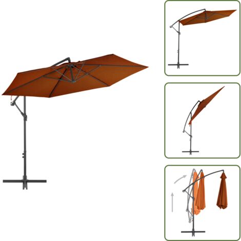 The Living Store Ombrellone a Sbalzo con Palo in Alluminio 300 cm Terracotta - Ombrellone in alluminio
