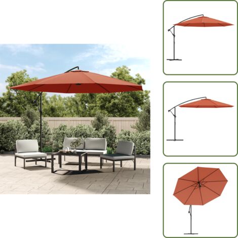 The Living Store Ombrellone a Sbalzo Palo in Alluminio 350 cm Terracotta - Ombrellone in alluminio