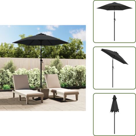 The Living Store Ombrellone Antracite 200x224 cm in Alluminio - Ombrellone anti UV