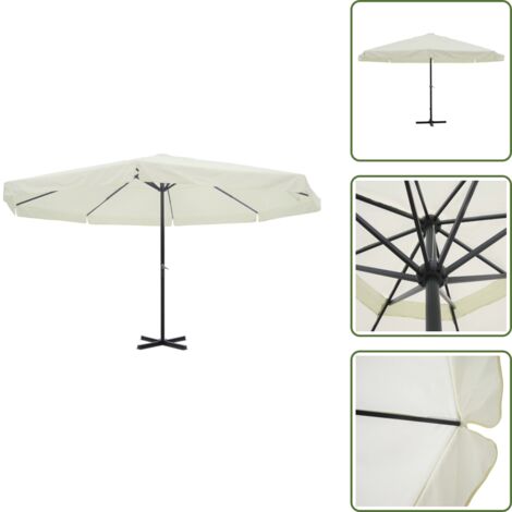 The Living Store Ombrellone bianco in alluminio 500 cm - Ombrellone in alluminio