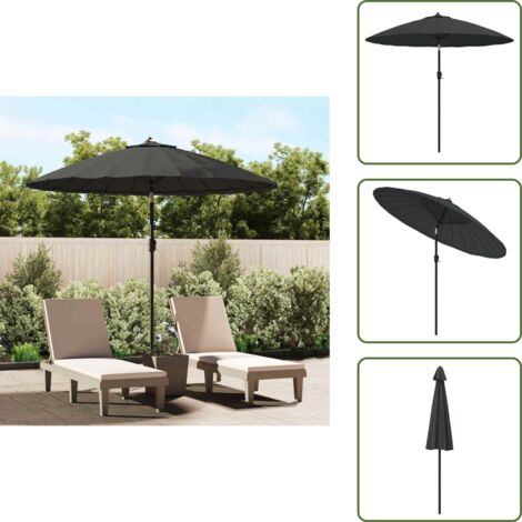 The Living Store Ombrellone da Esterni con Palo in Alluminio 270 cm Antracite - Ombrellone in alluminio