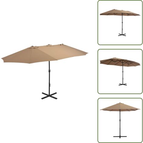 The Living Store Ombrellone da Esterni con Palo in Alluminio 460x270 cm Tortora - Ombrellone esterno
