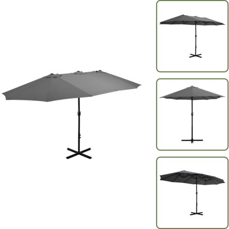 The Living Store Ombrellone da Esterni con Palo in Alluminio 460x270cm Antracite - Ombrellone da esterni