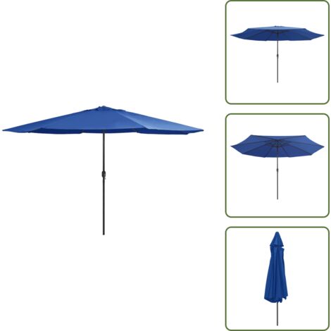 The Living Store Ombrellone da Esterni con Palo in Metallo 390 cm Azzurro - Ombrellone da esterno