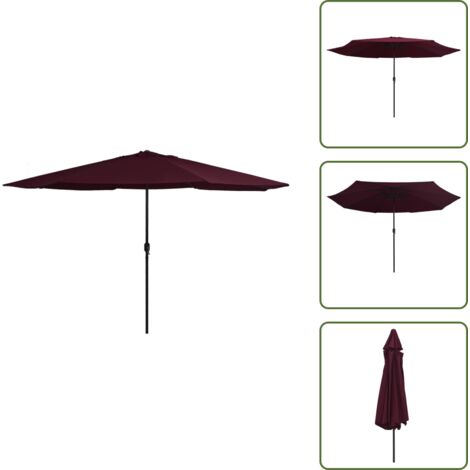 The Living Store Ombrellone da Esterni con Palo in Metallo 390 cm Rosso Bordò - Ombrellone da esterno