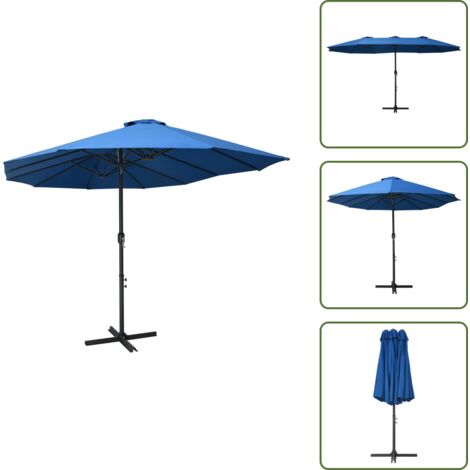 The Living Store Ombrellone da Esterni Palo in Alluminio 460x270cm Blu - Ombrellone da esterni